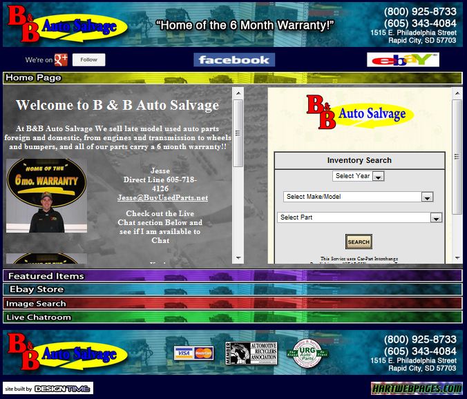 Hart WebPages Website B B Auto Salvage After