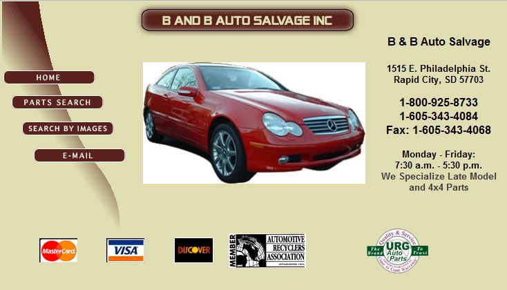 Hart Webpages web site B B Auto Salvage Before